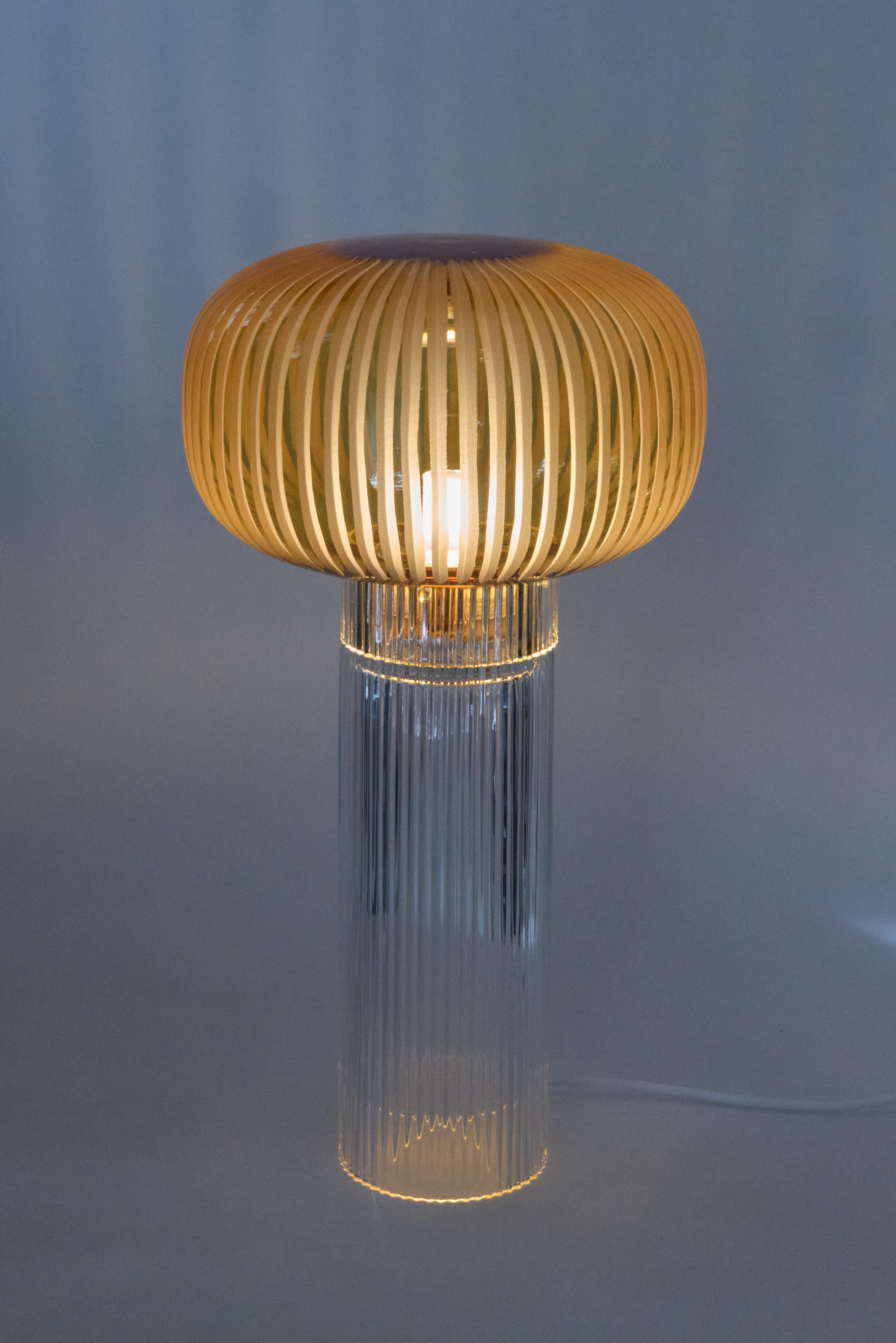 Post-Modern Pure Crystal Glass Onna Clear Piccolo Table Lamp by Studio Bojola For Sale