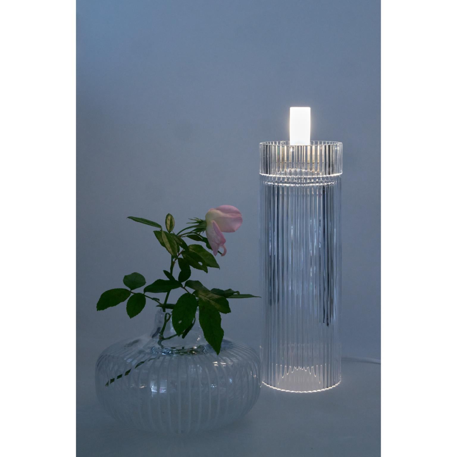 Italian Pure Crystal Glass Onna Clear Piccolo Table Lamp by Studio Bojola For Sale