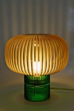 Pure Crystal Glass Tello Green and Grande Amber Table Lamp by Studio Bojola