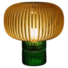Pure Crystal Glass Tello Green and Grande Amber Table Lamp by Studio Bojola