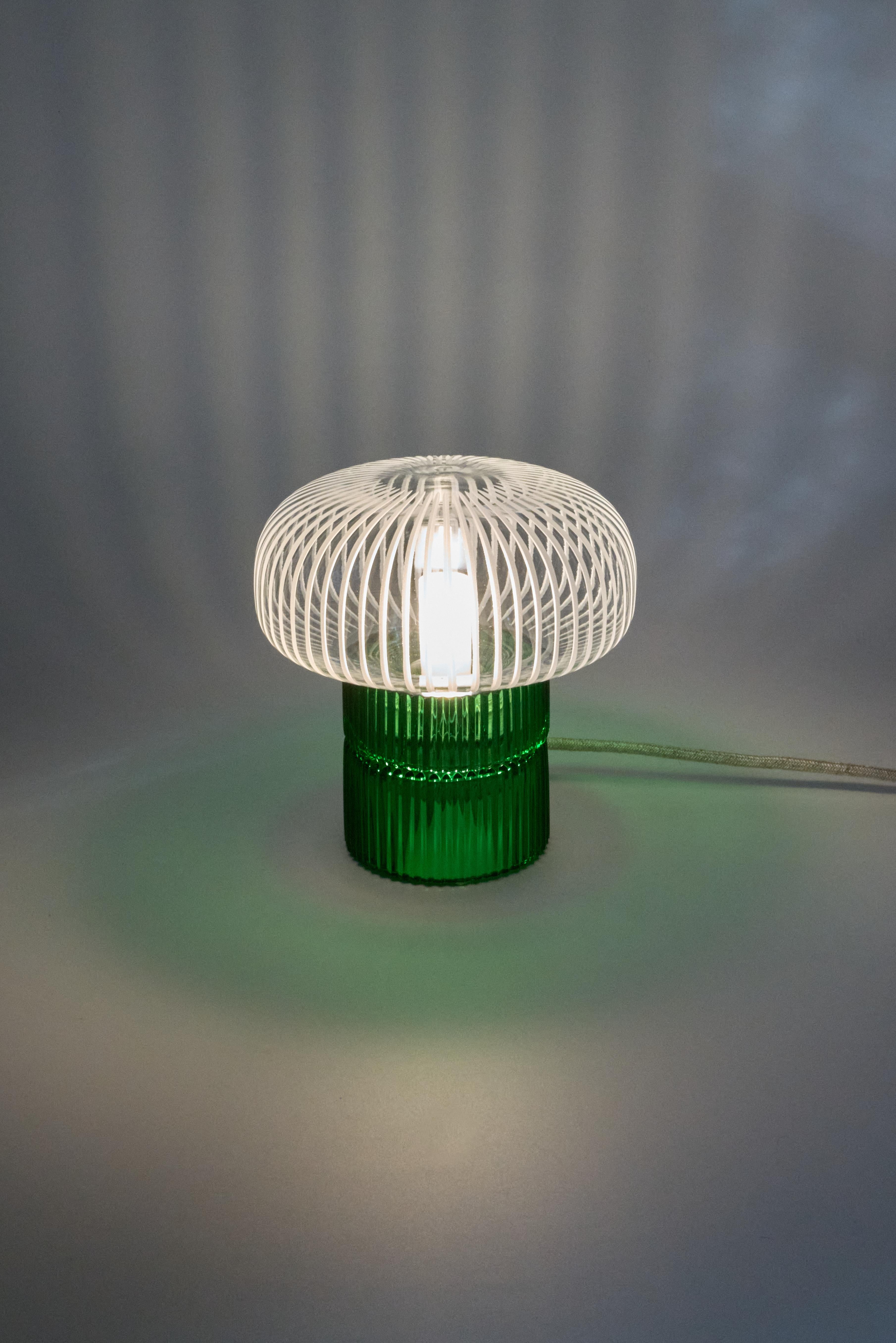 Post-Modern Pure Crystal Glass Tello Grey and Grande Amber Table Lamp by Studio Bojola For Sale