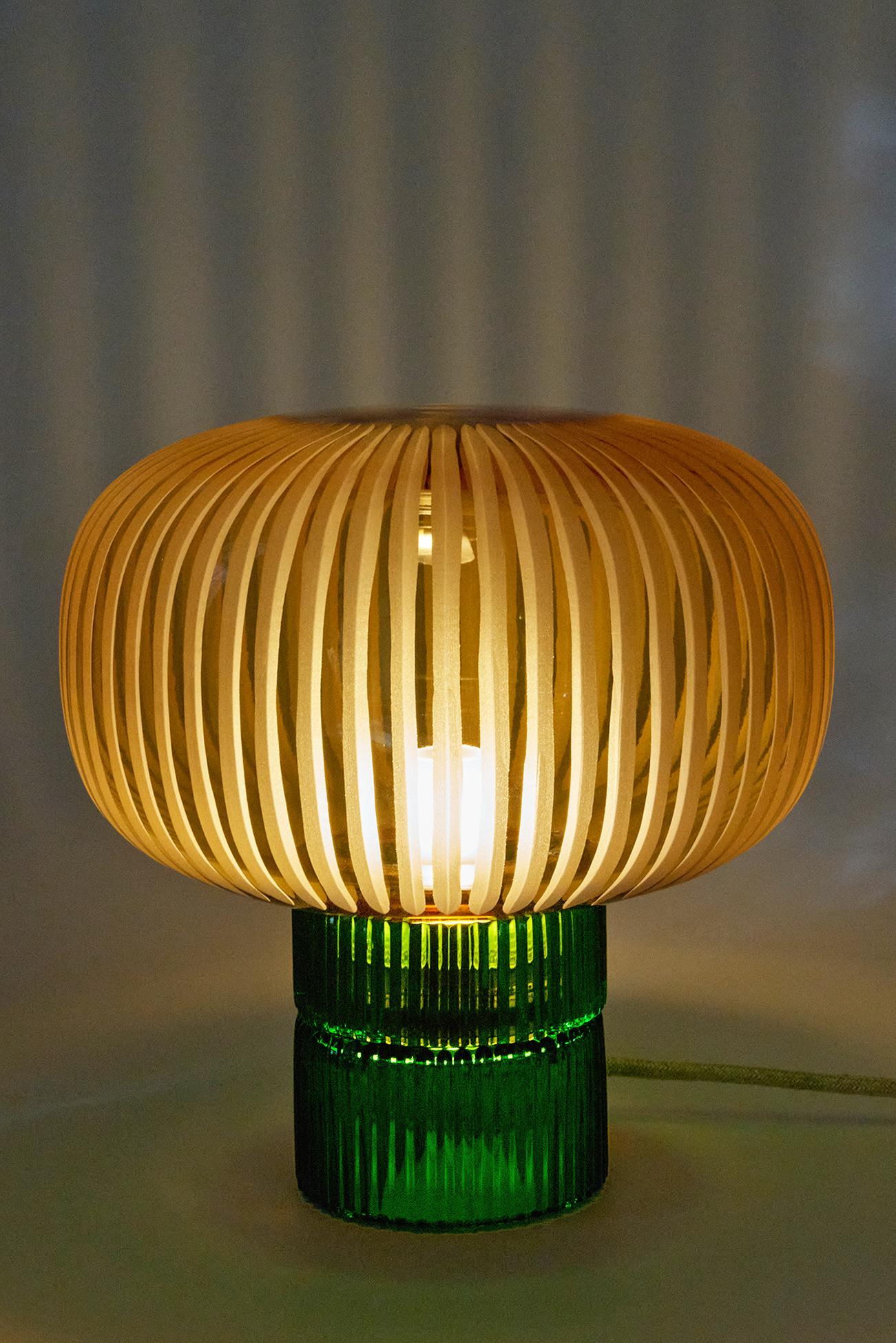 Italian Pure Crystal Glass Tello Grey and Grande Amber Table Lamp by Studio Bojola For Sale
