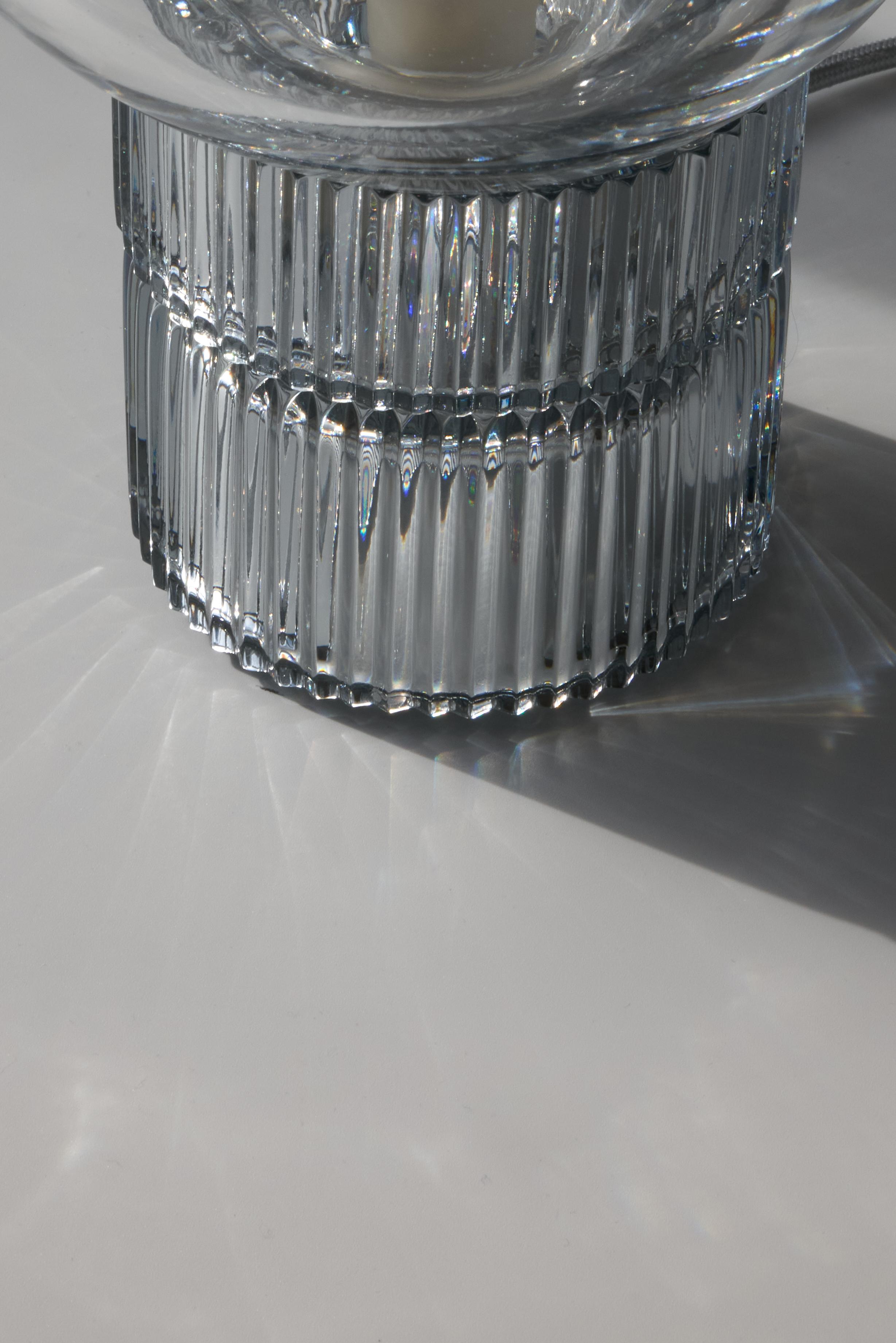 Contemporary Pure Crystal Glass Tello Grey and Grande Amber Table Lamp by Studio Bojola For Sale