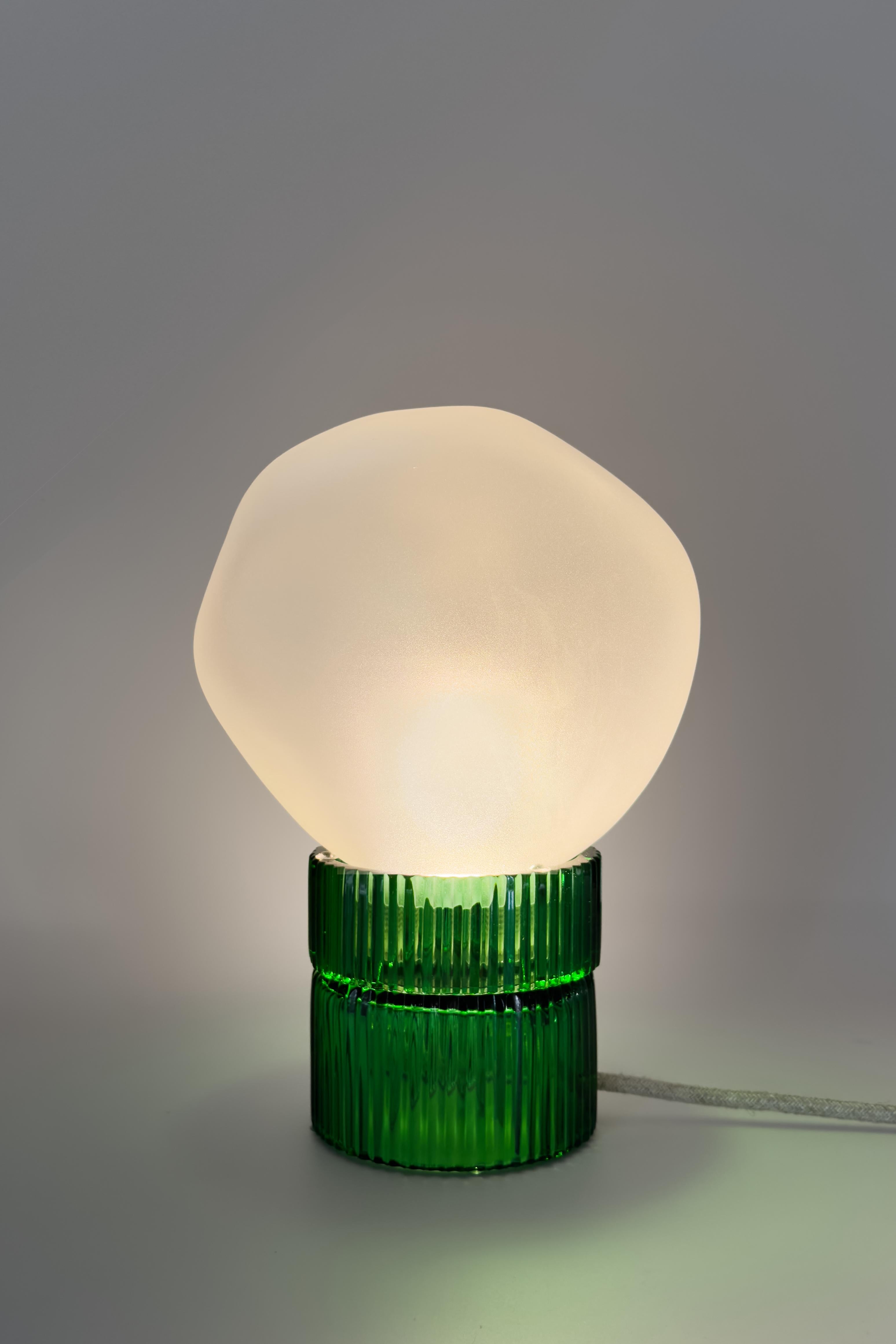 Pure Crystal Glass Tello Grey and Grande Amber Table Lamp by Studio Bojola For Sale 1