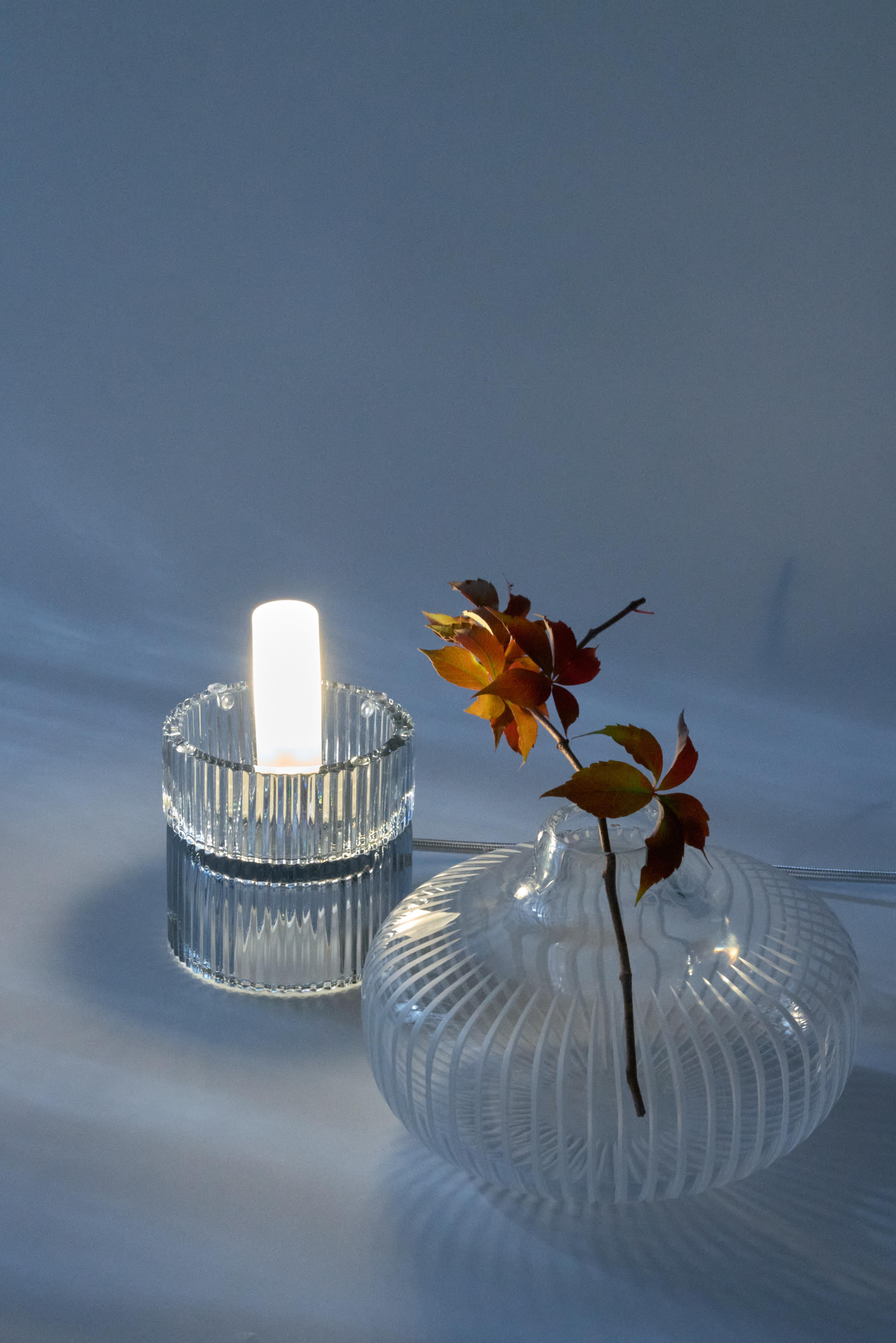 Pure Crystal Glass Tello Grey and Grande Amber Table Lamp by Studio Bojola For Sale 2