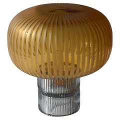 Pure Crystal Glass Tello Grey and Grande Amber Table Lamp by Studio Bojola