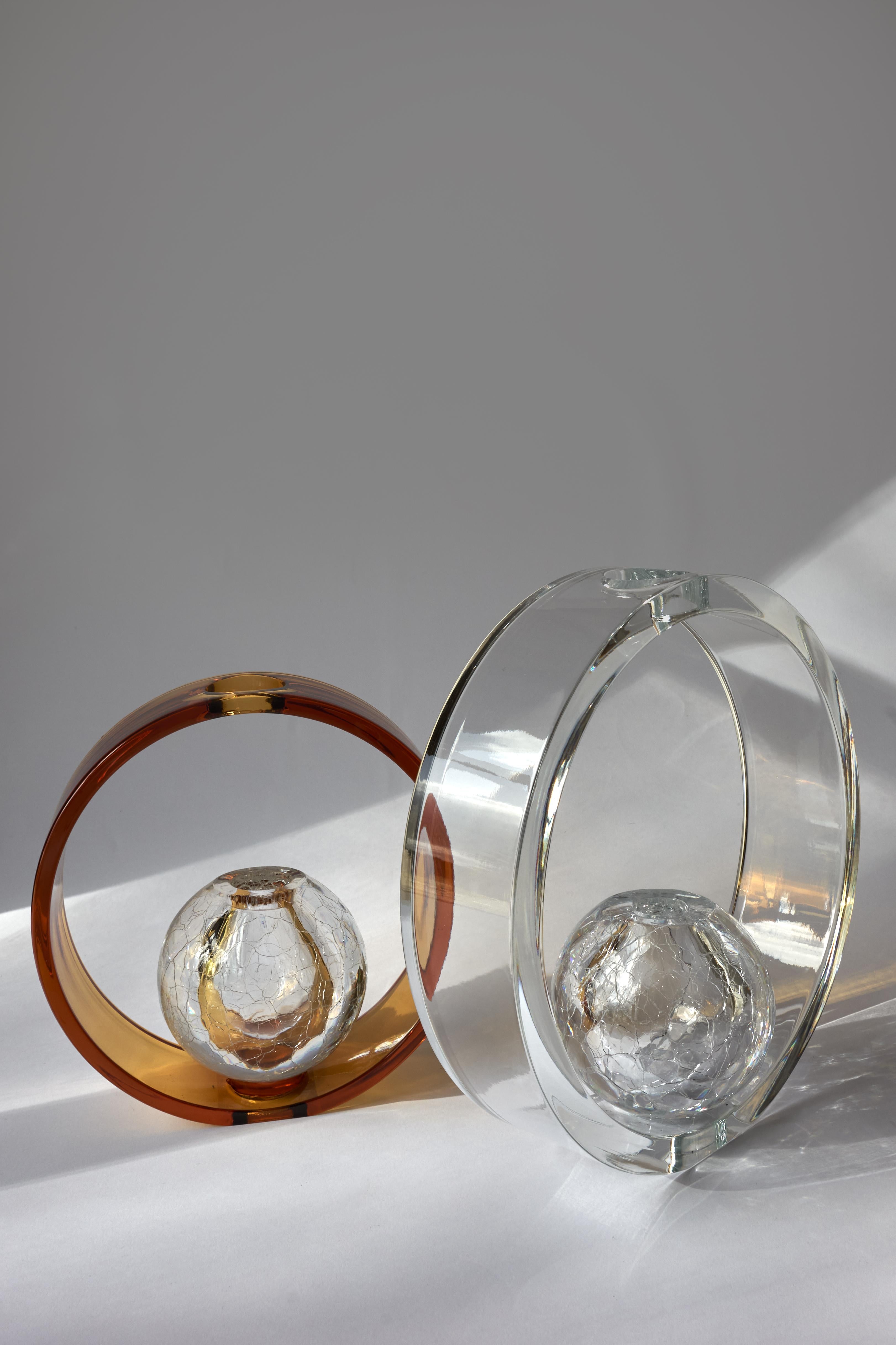Post-Modern Pure Crystal Saturno & Saturnino Vase by Studio Bojola For Sale