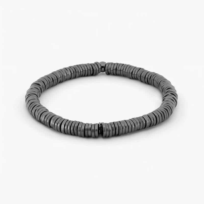 Pure Disc Expandable Bracelet in Black Rhodium Plated Silver, Size L In New Condition For Sale In Fulham business exchange, London