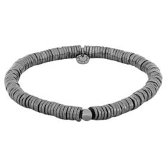 Ausziehbares Armband aus reinem Rhodiumsilber mit Scheiben, Größe L