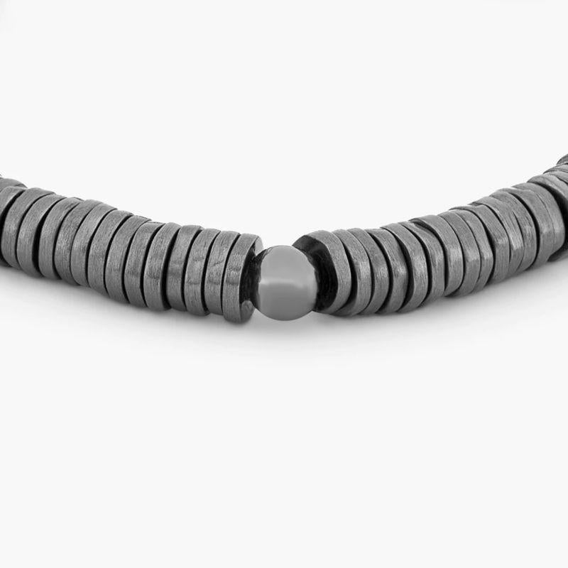 Men's Pure Disc Expandable Bracelet in Black Rhodium Plated Silver, Size S For Sale