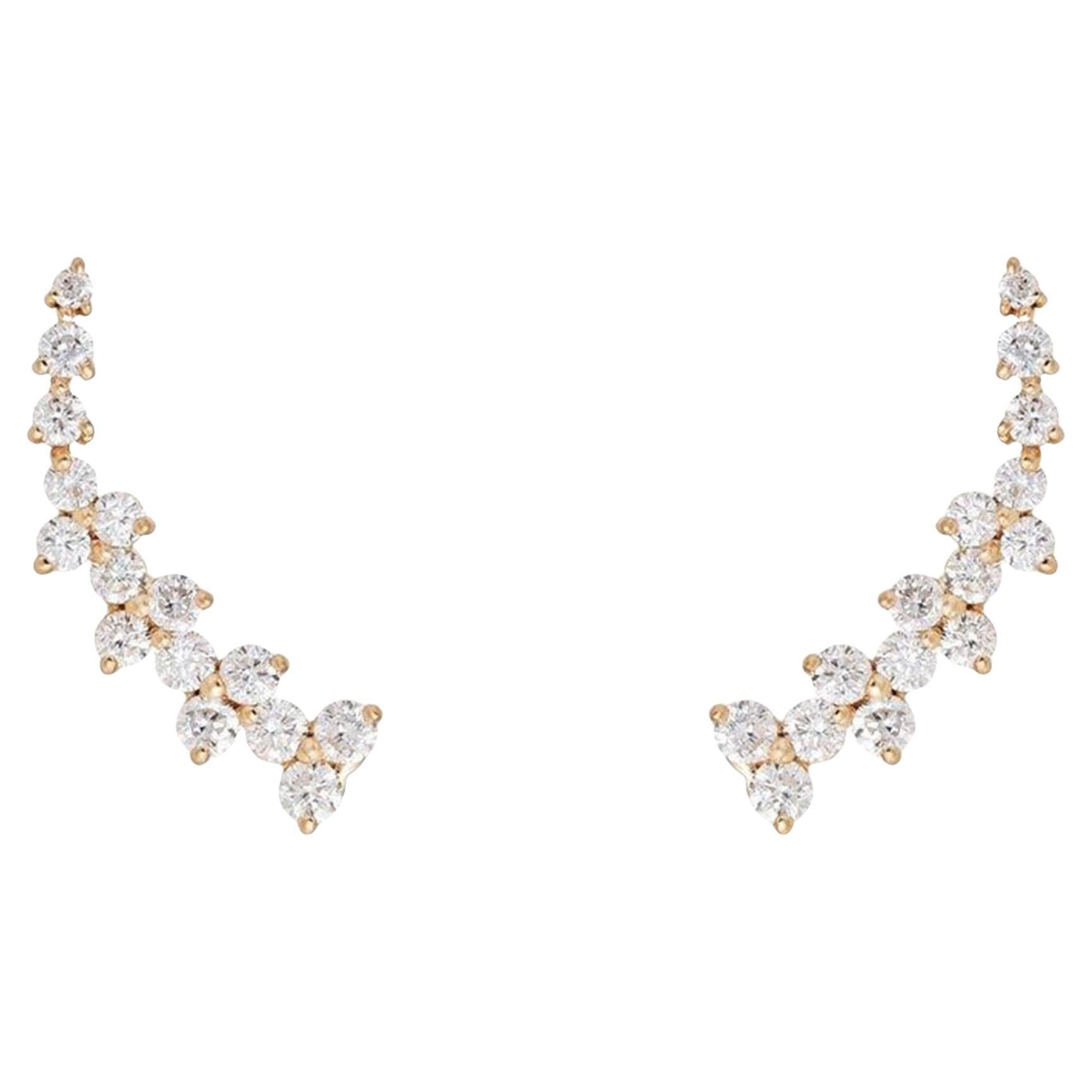 2.51ct Diamond 14K Yellow Gold Climber Earrings