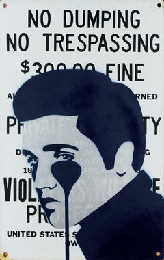 PURE EVIL: 300$ Fine - Pure Elvis Presley - Unique work on metal sign. Pop art