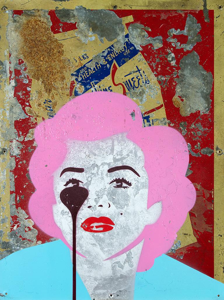 PURE EVIL: Health & Energy - Marilyn Monroe - Unique work on metal sign. Pop art - Mixed Media Art by Pure Evil