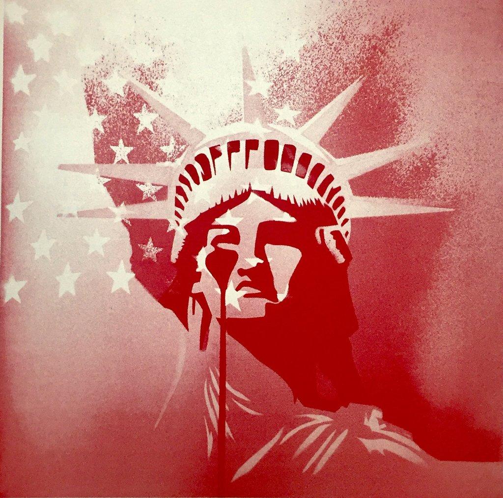 Pure Evil Figurative Print - Amerika - Red