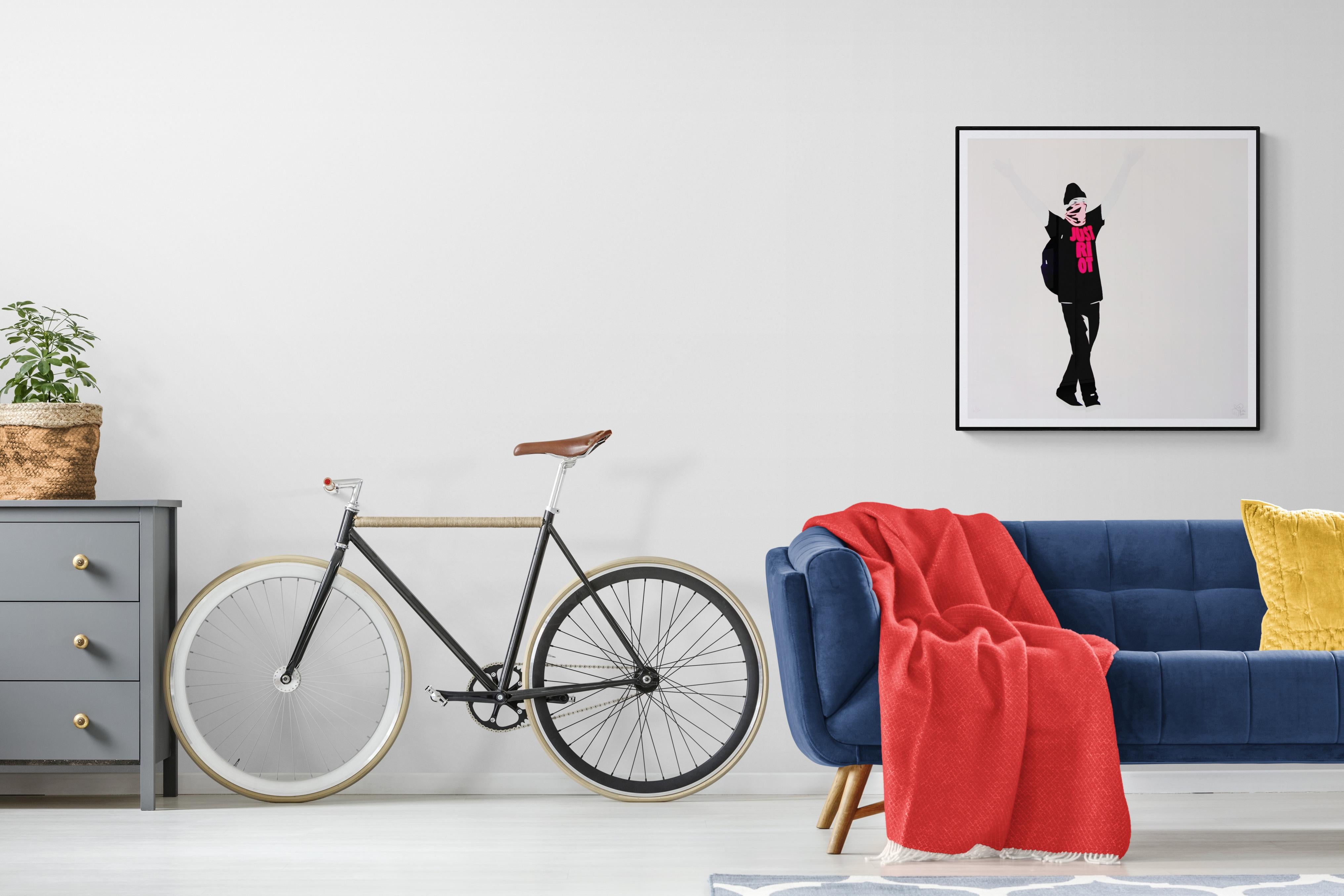 PURE EVIL - JUST RIOT Street Urban Art Graffiti UK British Pink Rebel Stencil 2