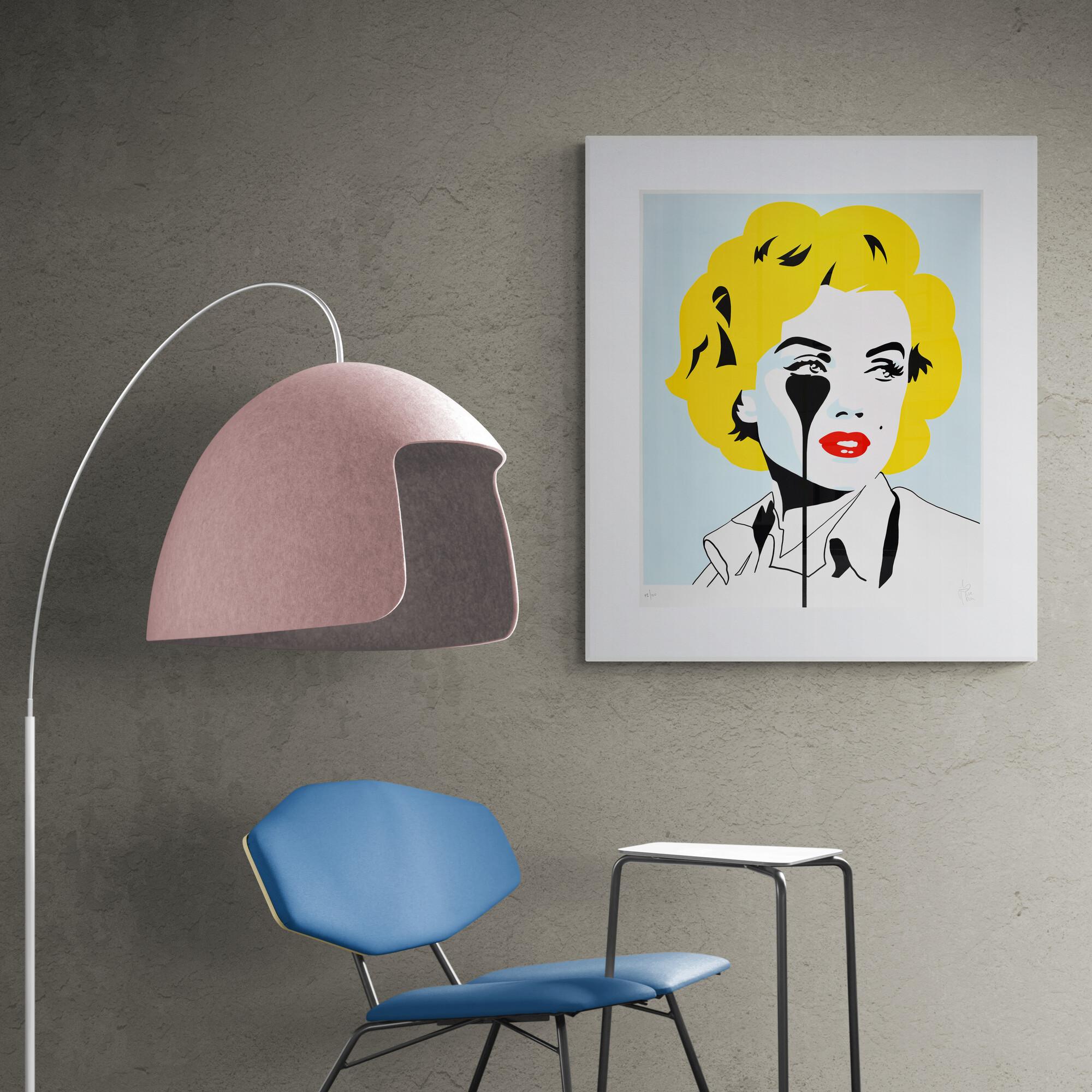 PURE EVIL - Marilyn Monroe di Arthur Miller Street Urban Pop Graffiti Hollywood UK - Figurative Print Giallo di Pure Evil