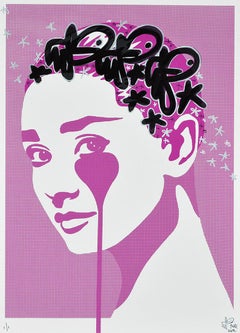 PURE EVIL: Audrey Hepburn Dot-Tone. Unique hand finished print. Street, Pop Art