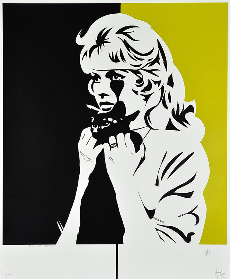 Pure Evil Figurative Print - PURE EVIL: Brigitte Bardot Crazy Cat Lady - Screen print Street art Pop Art