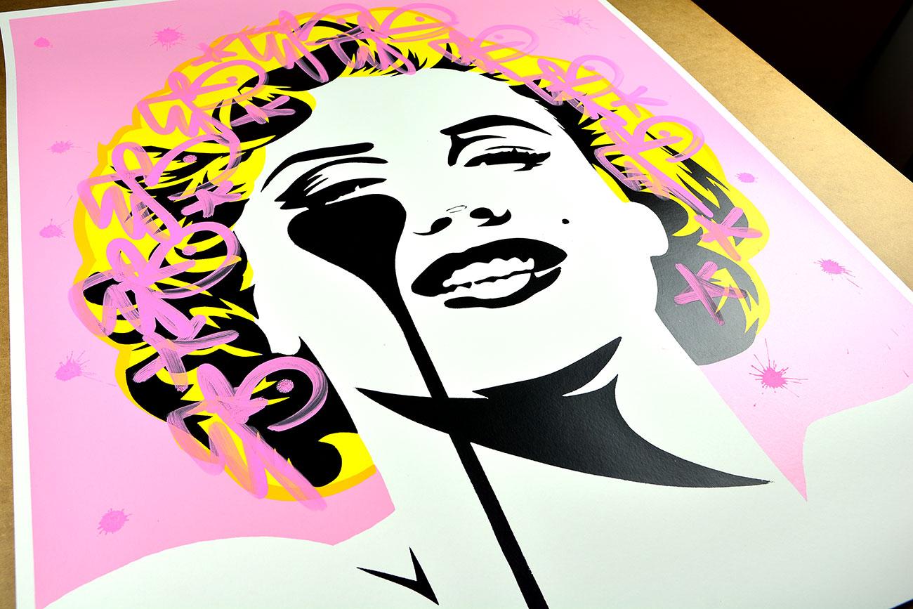 PURE EVIL: I dream of Marilyn Monroe. Unique hand finished print Street, Pop Art - Print by Pure Evil