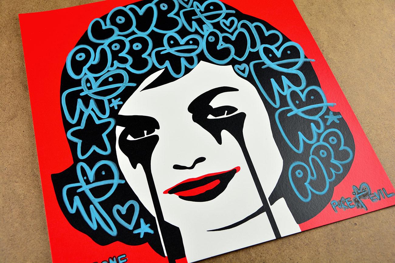 PURE EVIL: JFK'S NIGHTMARE - JACKIE LOVE Unique hand finished Street Pop Art - Print by Pure Evil