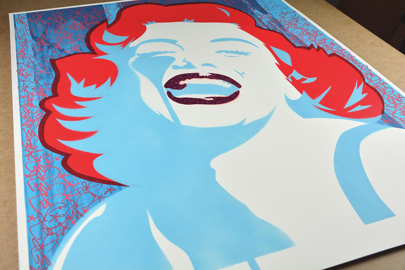 PURE EVIL: Screaming Marilyn Monroe. Unique hand finished print. Street, Pop Art - Print by Pure Evil