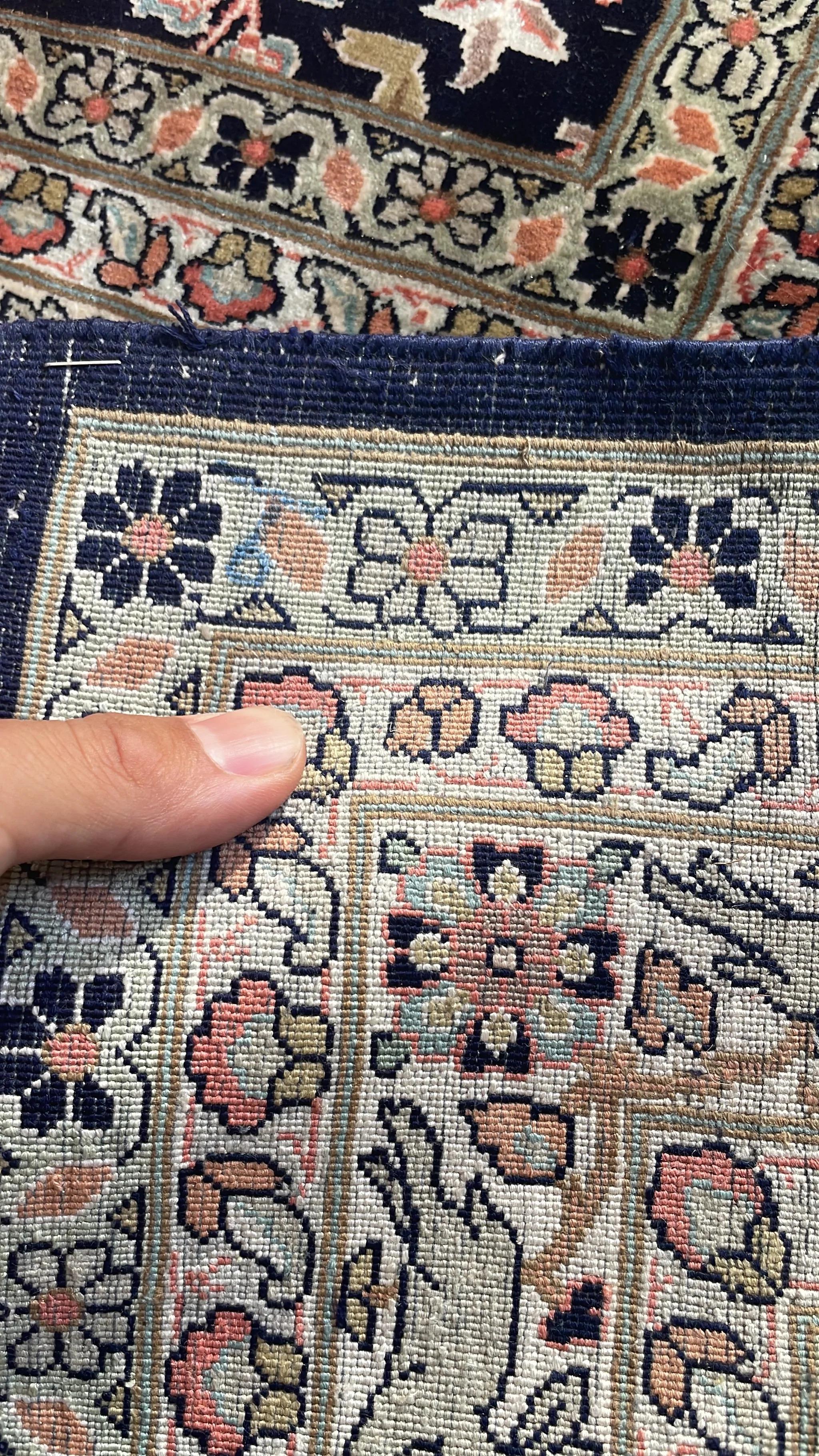 Pure Kashmir Silk Vintage Rug, circa 1950 6
