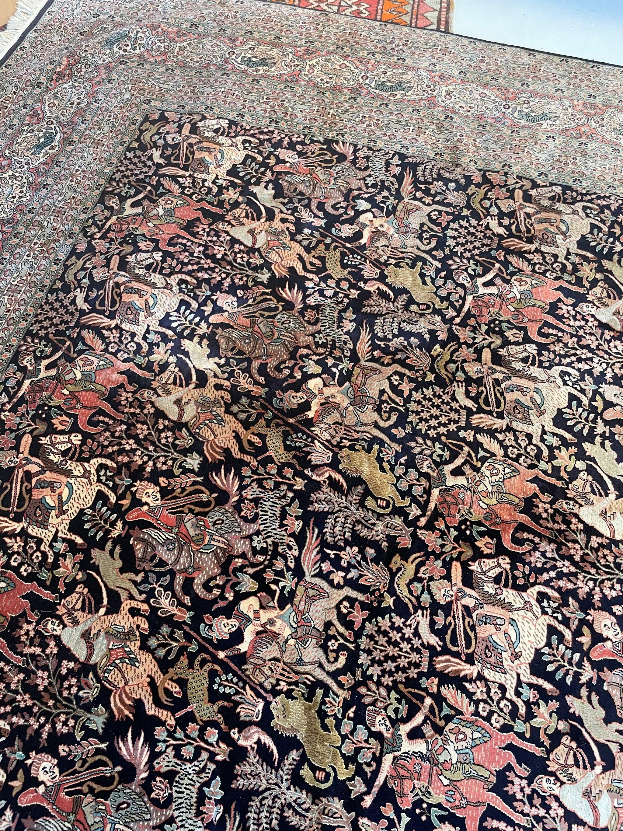 Pure Kashmir Silk Vintage Rug, circa 1950 1