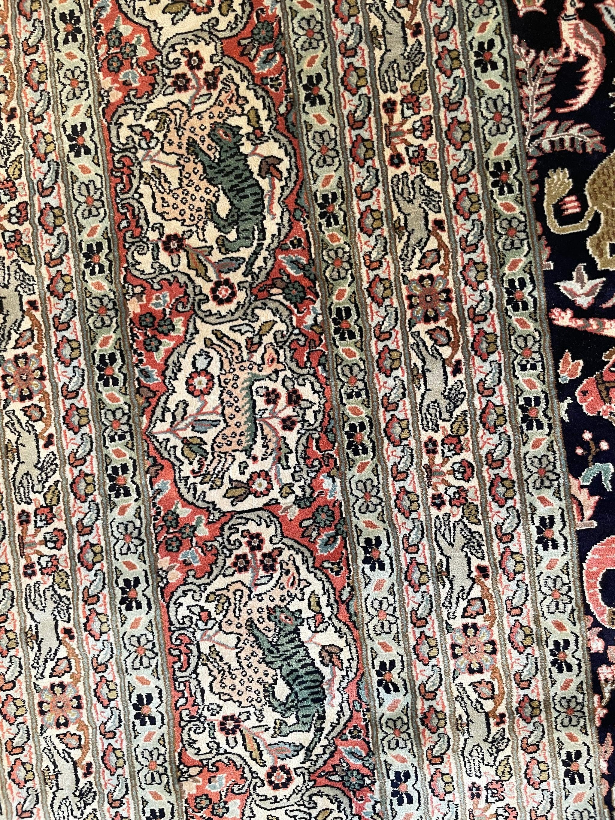 Pure Kashmir Silk Vintage Rug, circa 1950 2