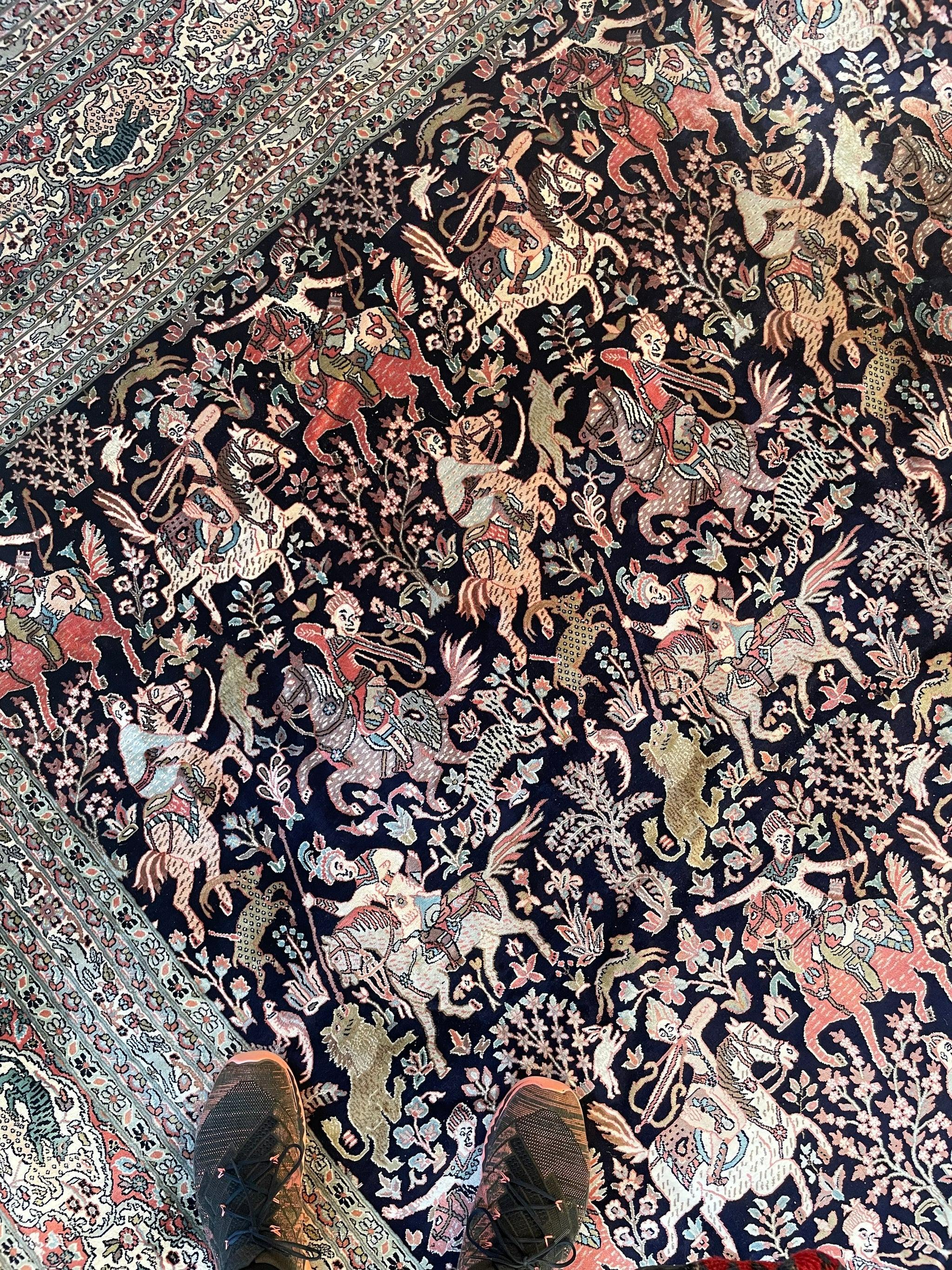 Pure Kashmir Silk Vintage Rug, circa 1950 3