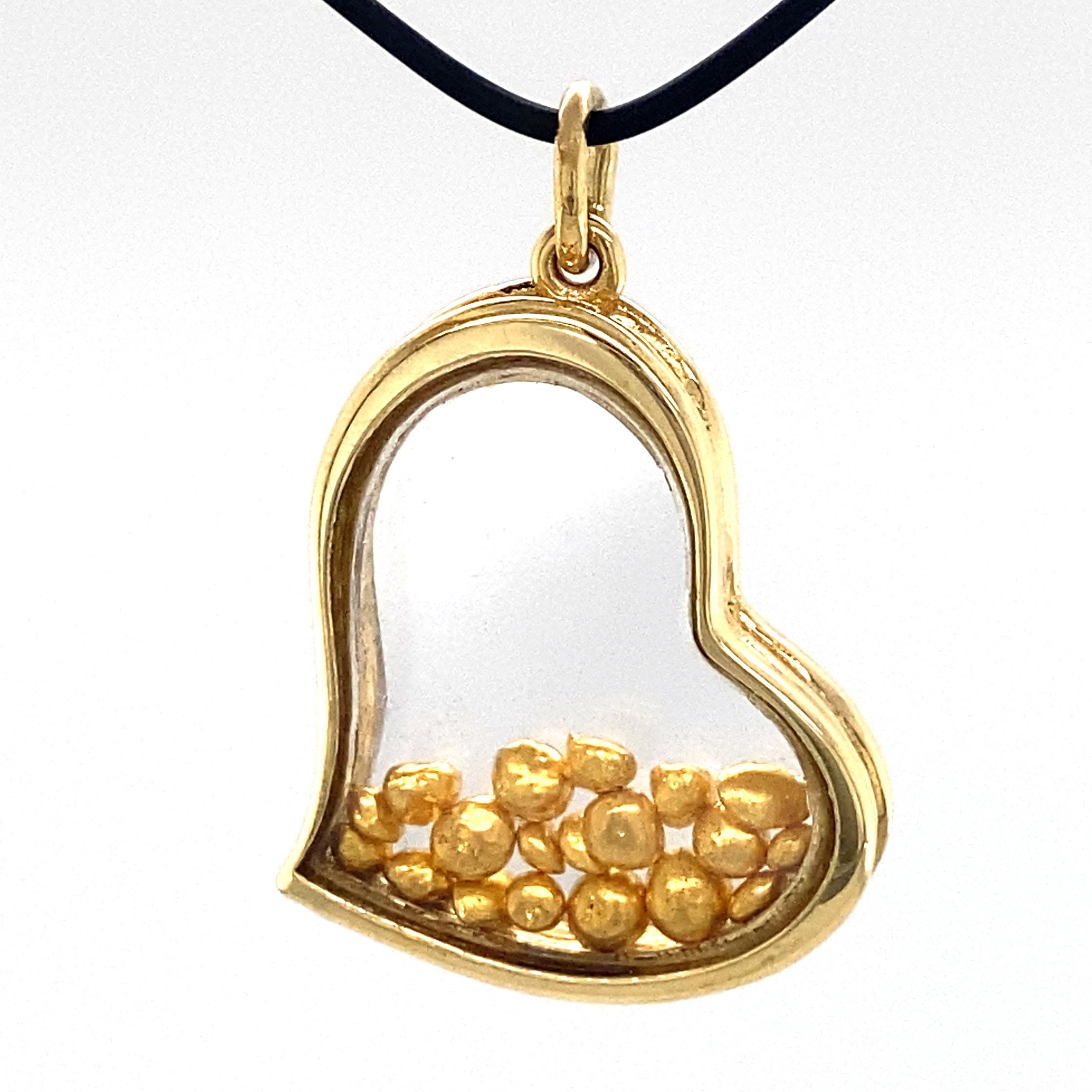 18 Karat Gold Freeform Heart Pendant 