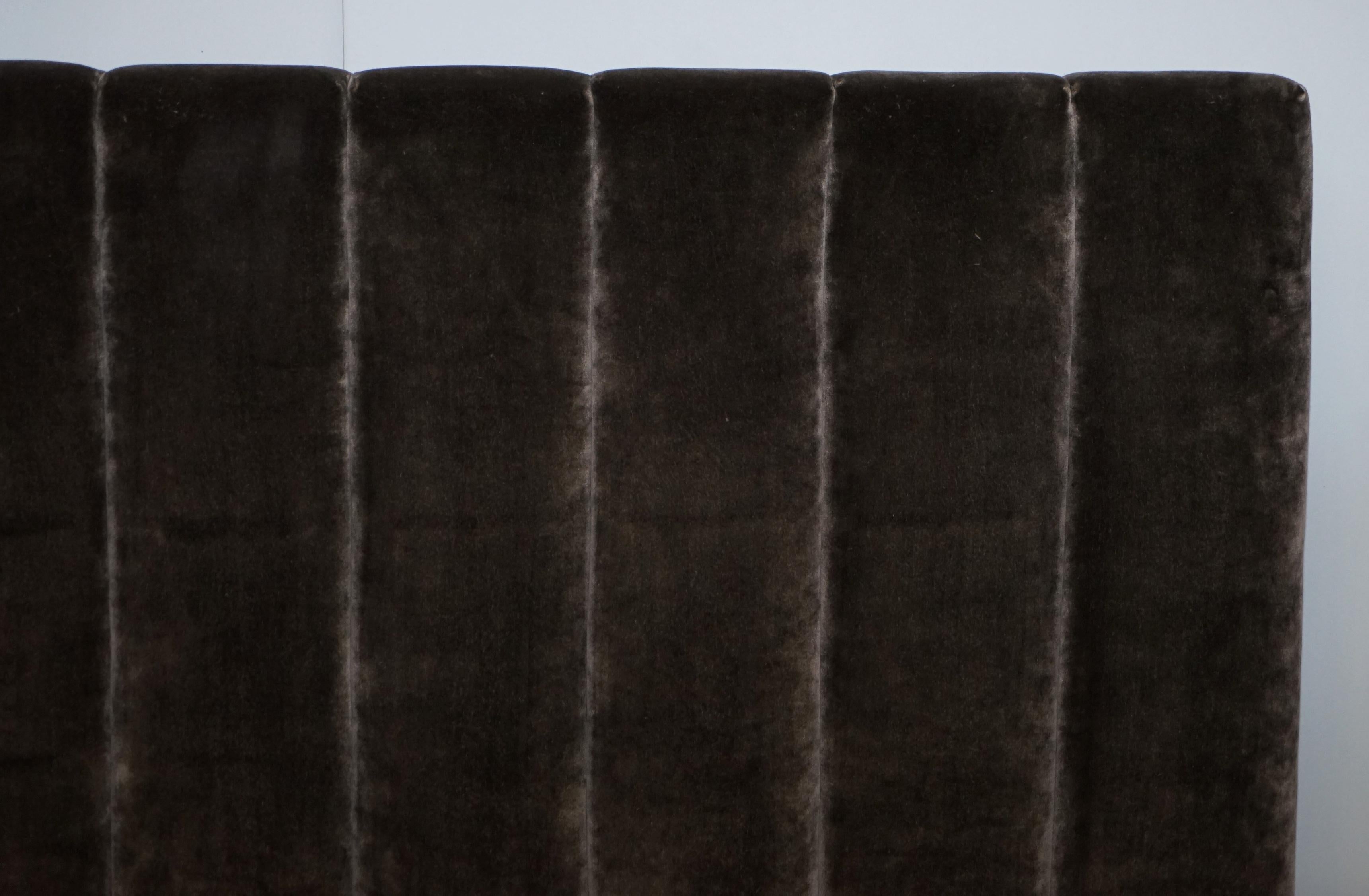 English Pure Luxury Silk Velvey Upholstered Ralph Lauren Fluted King Size Headboard