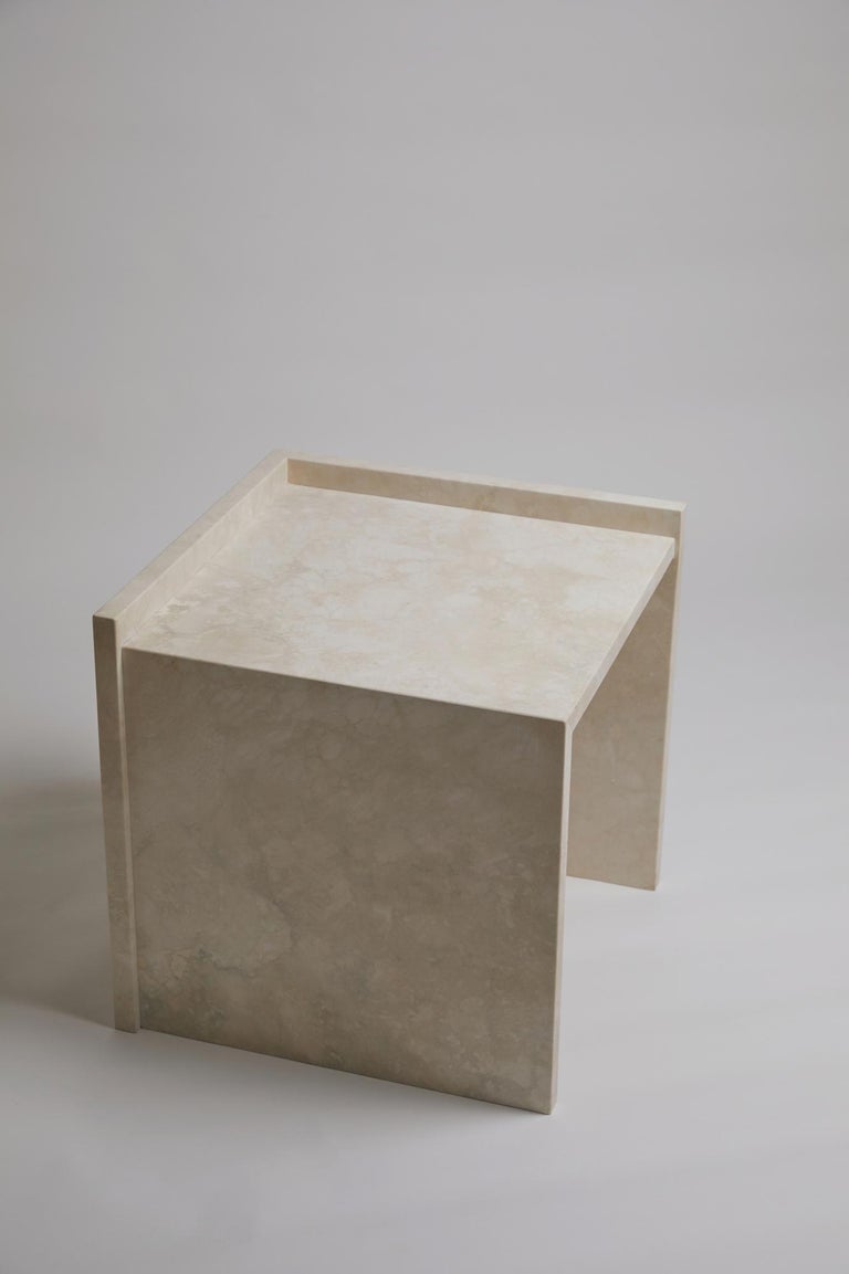 Pure Minimalist Travertine Bedside Table Set by Amee Allsop, AA112 For