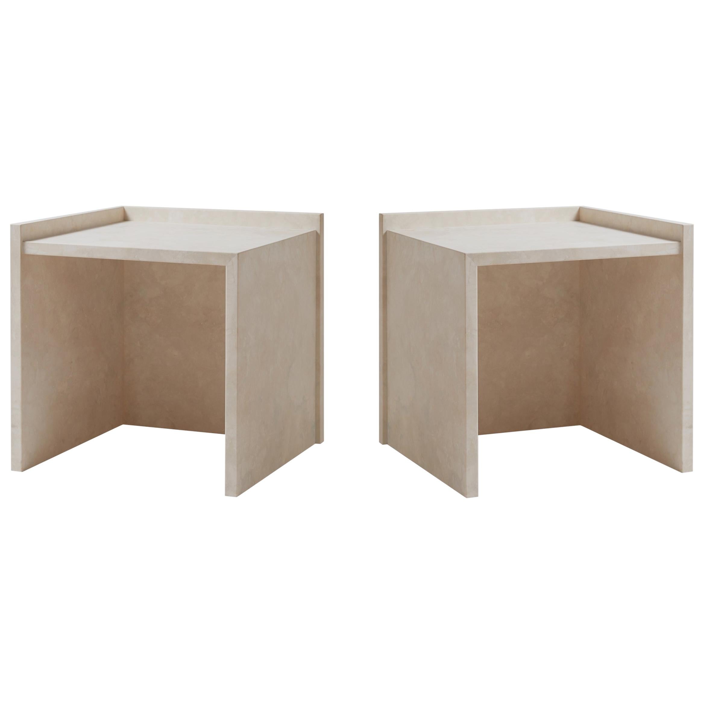 Nº 112 Travertine Side Table Set by Amee Allsop For Sale