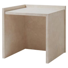 Pure Minimalist Travertine Left Side Table by Amee Allsop, AA112.1