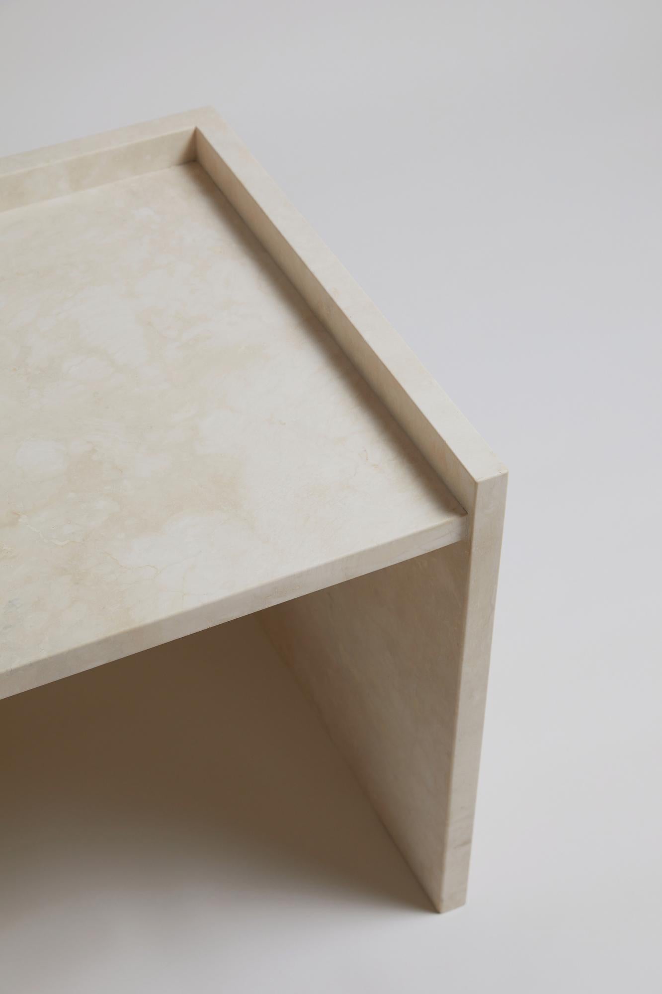 Minimalist AA112.2 Travertine Side table by Amee Allsop For Sale