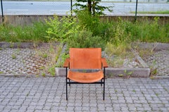 Eddie Harlis for Thonet ST 805 Modernist Cognac Saddle Leather Lounge Chair