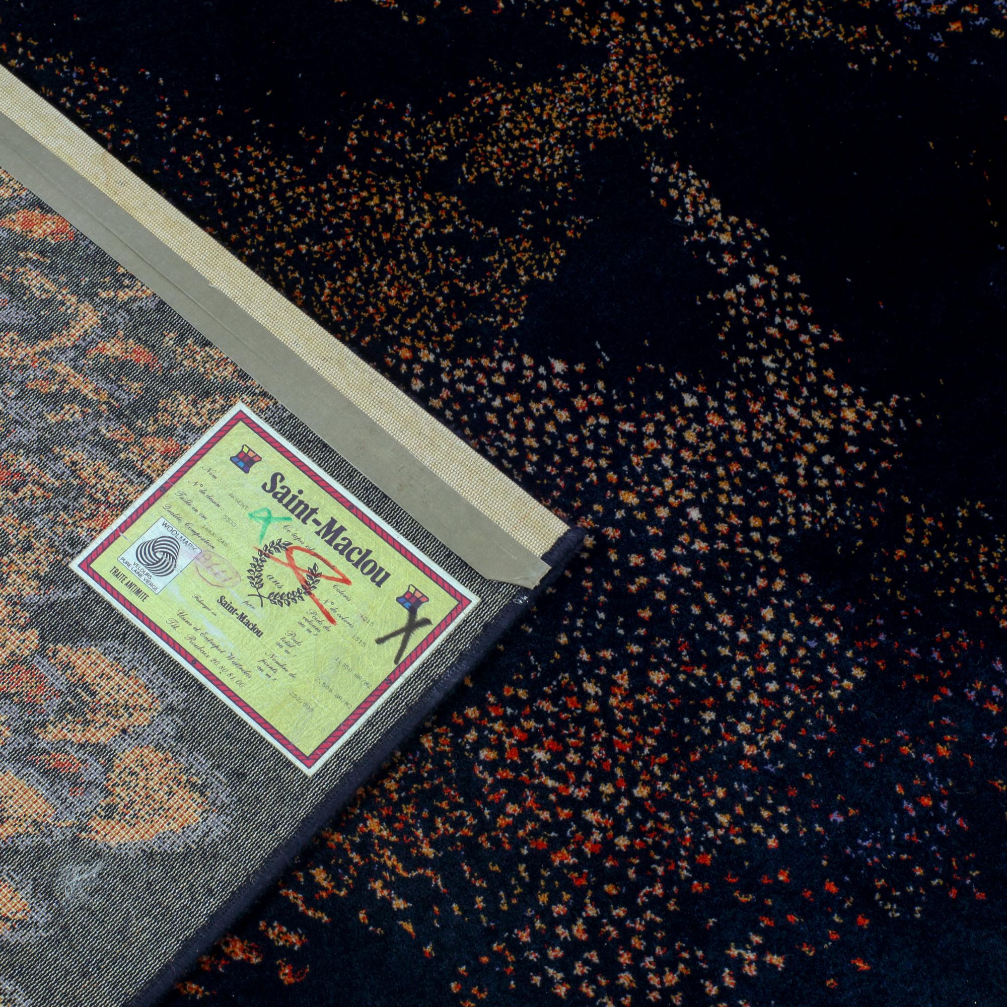 Pure New Wool Velvet Woolmark labelled Rug France 1970s 3