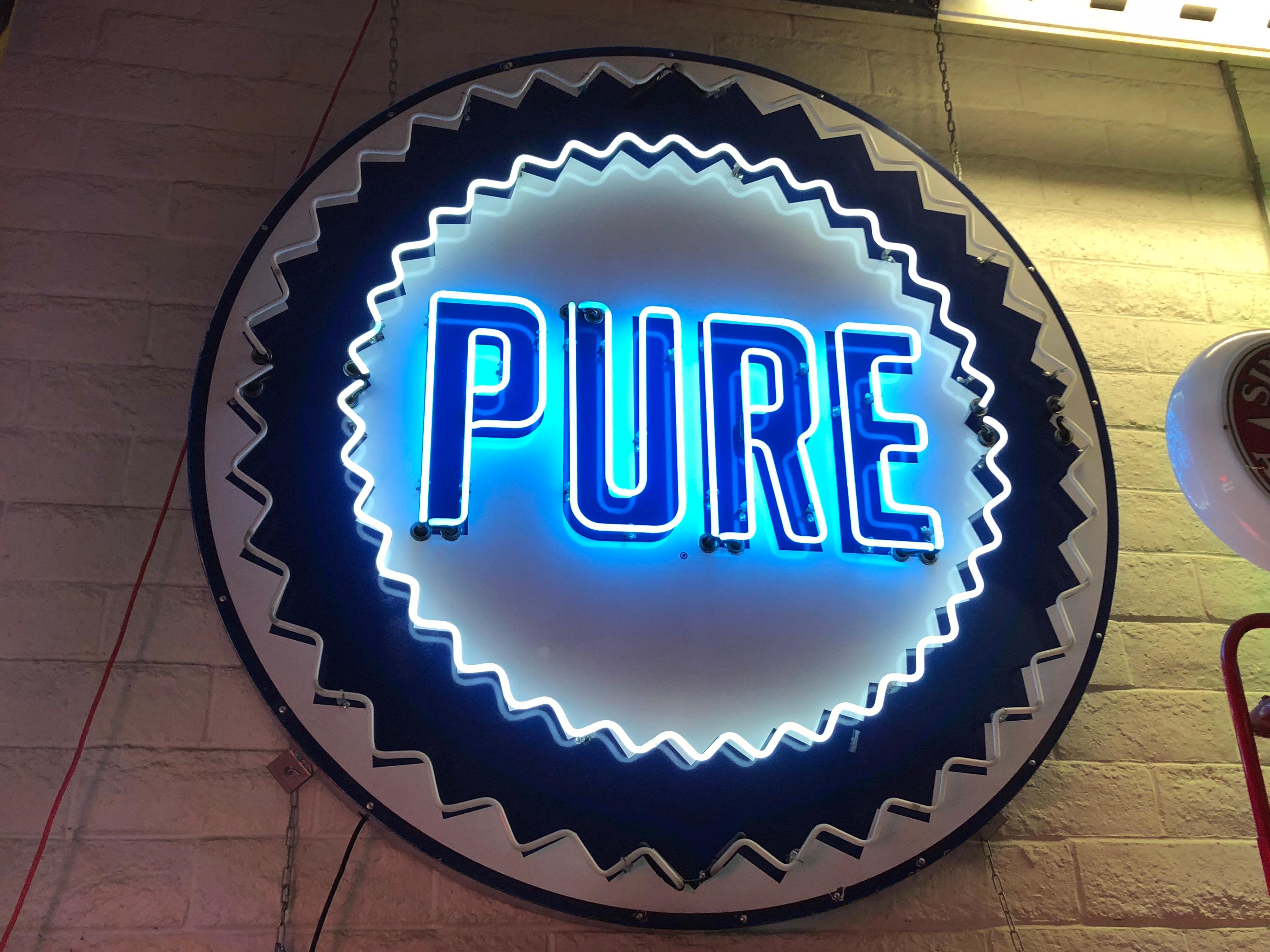 Mid-20th Century Pure Oil Animated Neon Sign, 1950s For Sale