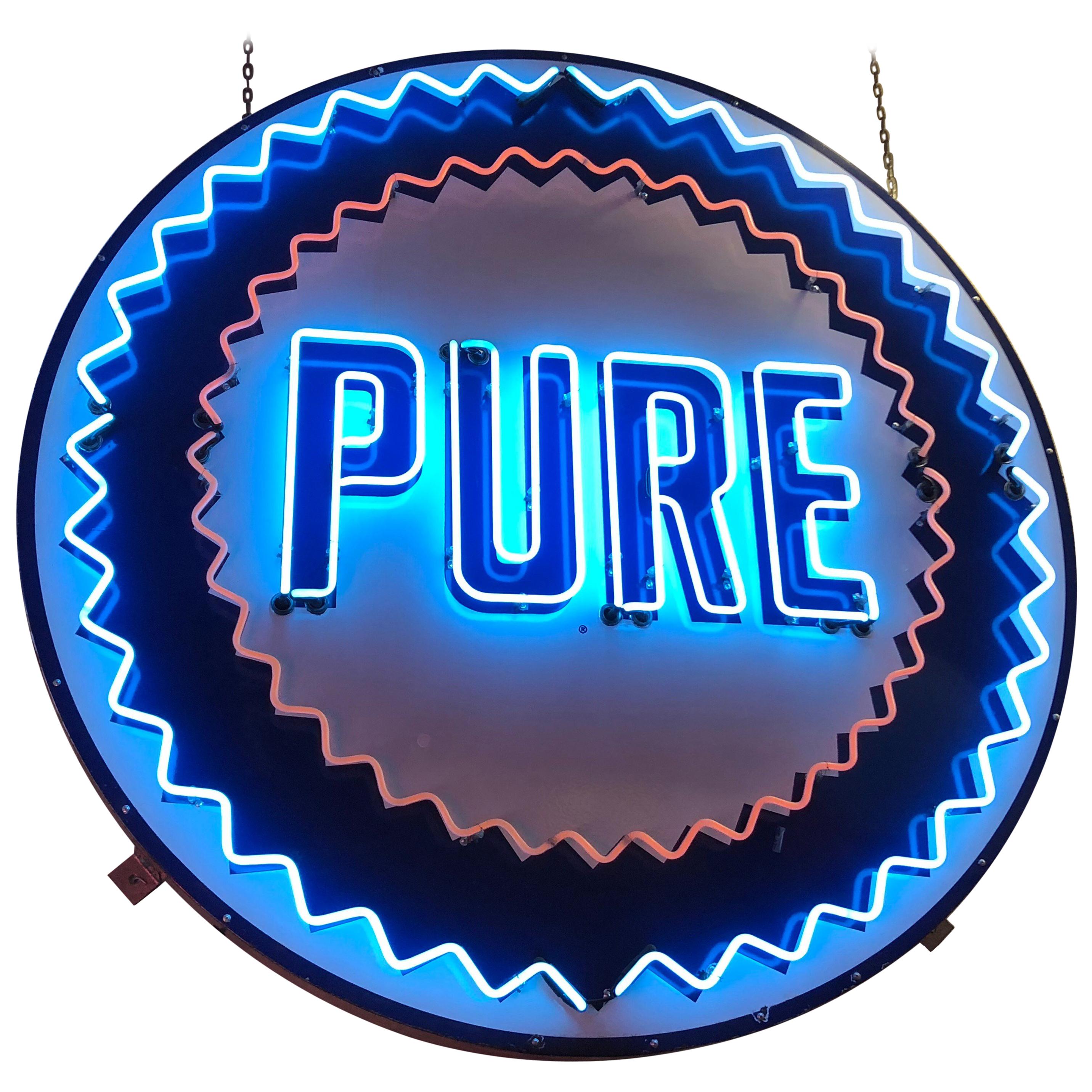 Pure Oil Animated Neon Sign, 1950s For Sale