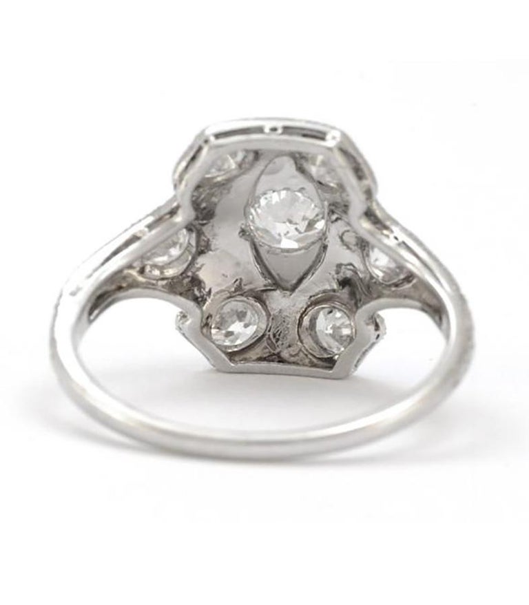 Pure Platinum Antique Natural Diamond Ring For Sale at 1stDibs