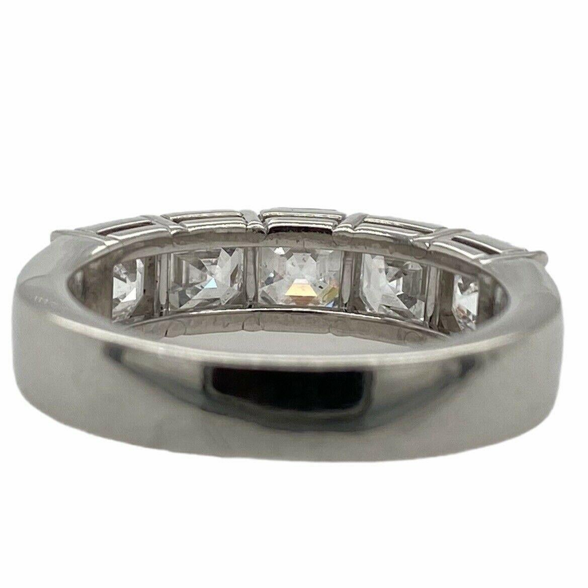 Women's or Men's Pure Platinum Kwiat 5 Diamond Band Natural Asscher Cut Diamonds 2.60Cttw All GIA