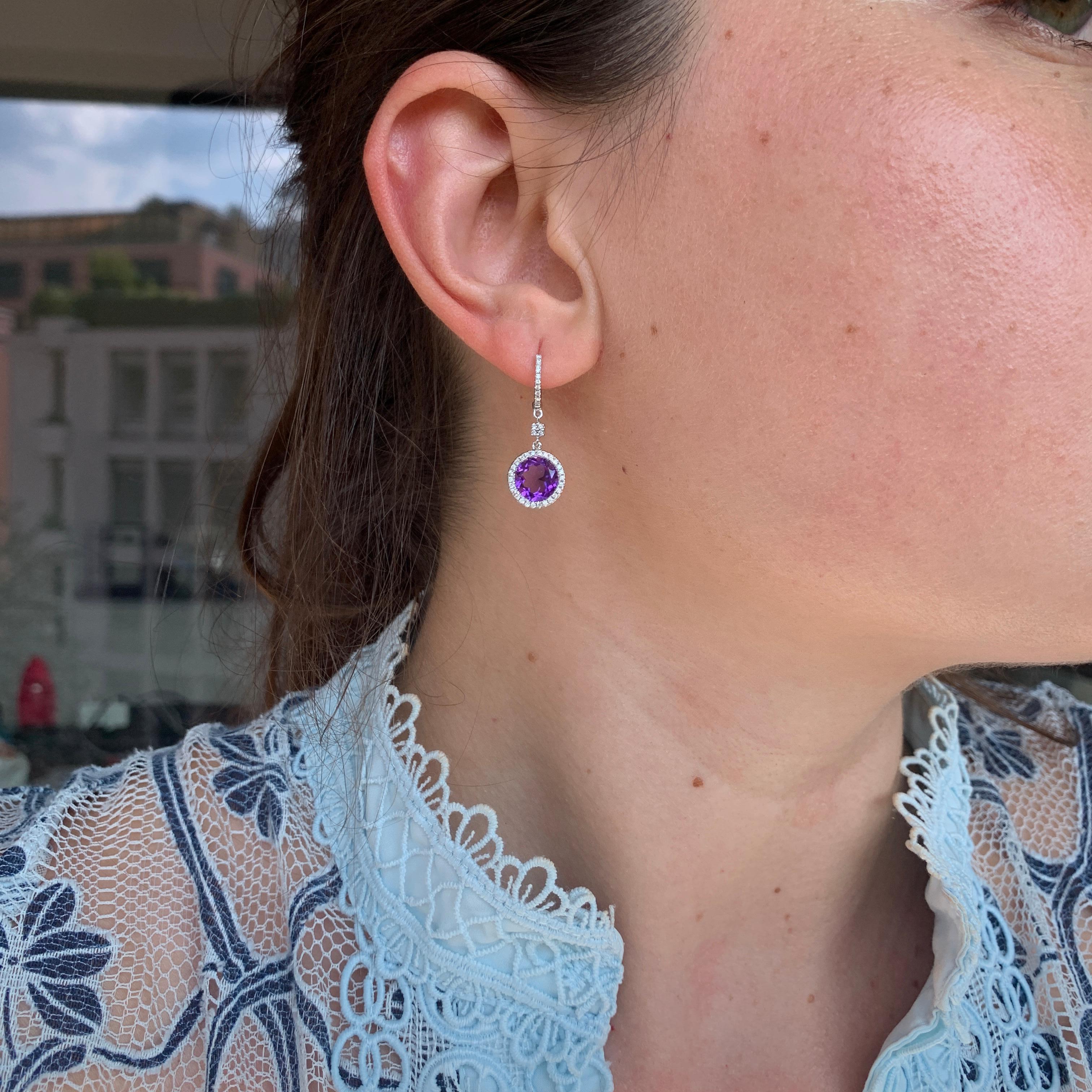 Earrings White Gold 18 K 

Diamond 80 RND -0,36ct
Amethyst 2-3,41ct


Weight 3,14 grams

With a heritage of ancient fine Swiss jewelry traditions, NATKINA is a Geneva based jewellery brand, which creates modern jewellery masterpieces suitable for