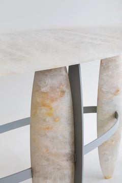 Pablina console   Brazilian Pure Quartz Stone    Unique Hand Sculpted Piece
