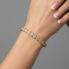 Pure Round Diamond 14K (or 18k upon request) Yellow Gold Bangle Bracelet