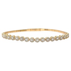 Pure Round Diamond 14K (or 18k upon request) Yellow Gold Bangle Bracelet