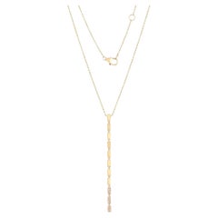 0.07ctw Diamond 14K Yellow Gold Lariat Necklace
