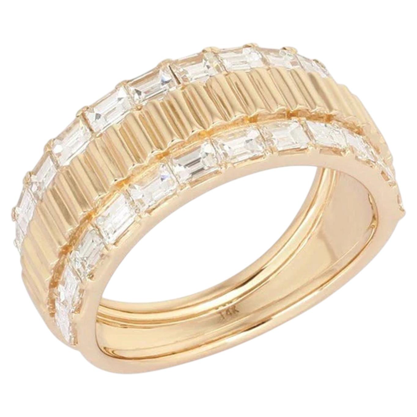 For Sale:  1.50ct Baguette Diamond Pure Shine 14K Yellow Gold Band Ring