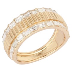 Pure Shine Baguette 14K (or 18k upon request) Yellow Gold Diamond Band Ring