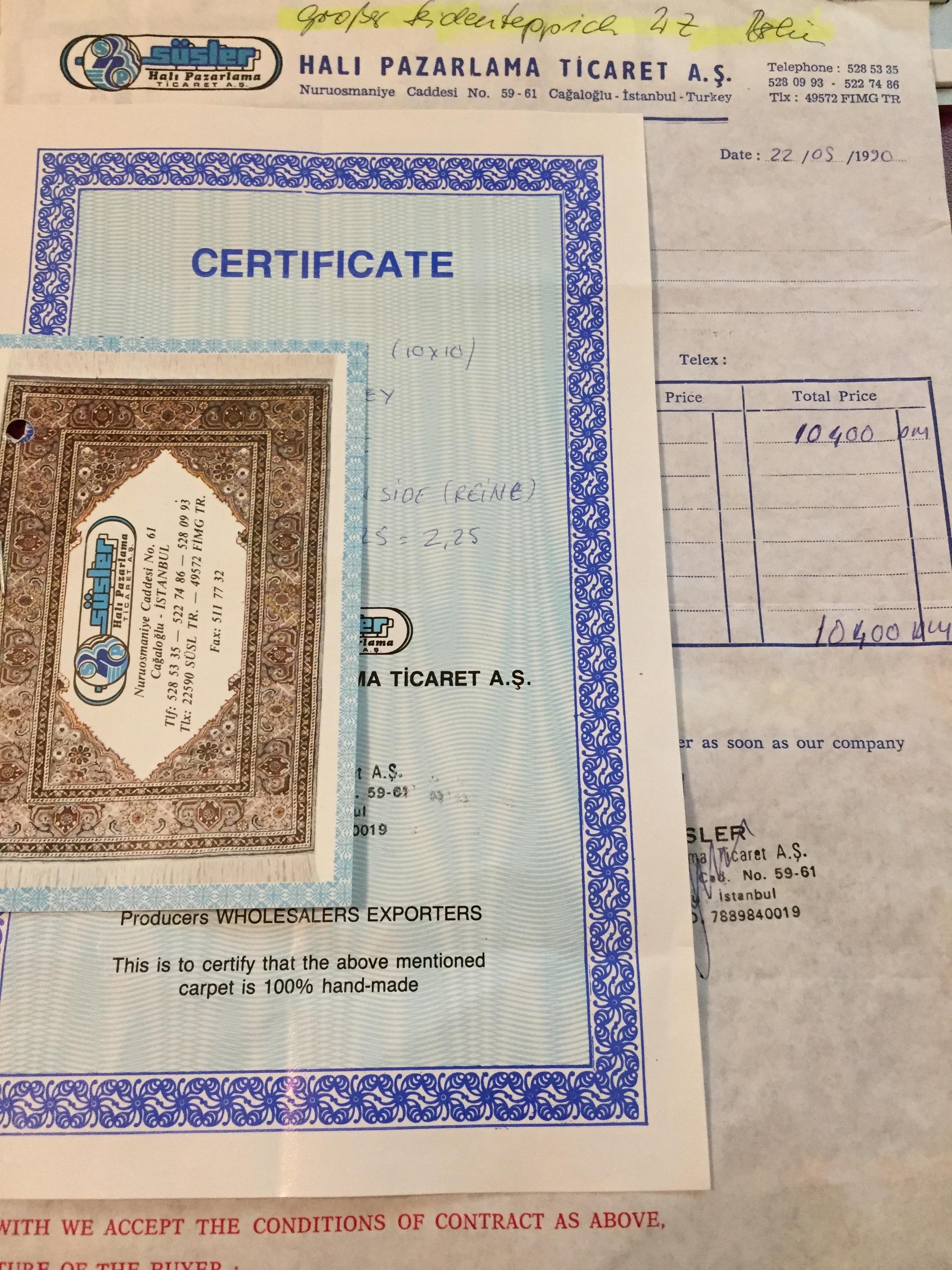 Pure Silk Carpet Region Hereke Turkey with Certificate 12