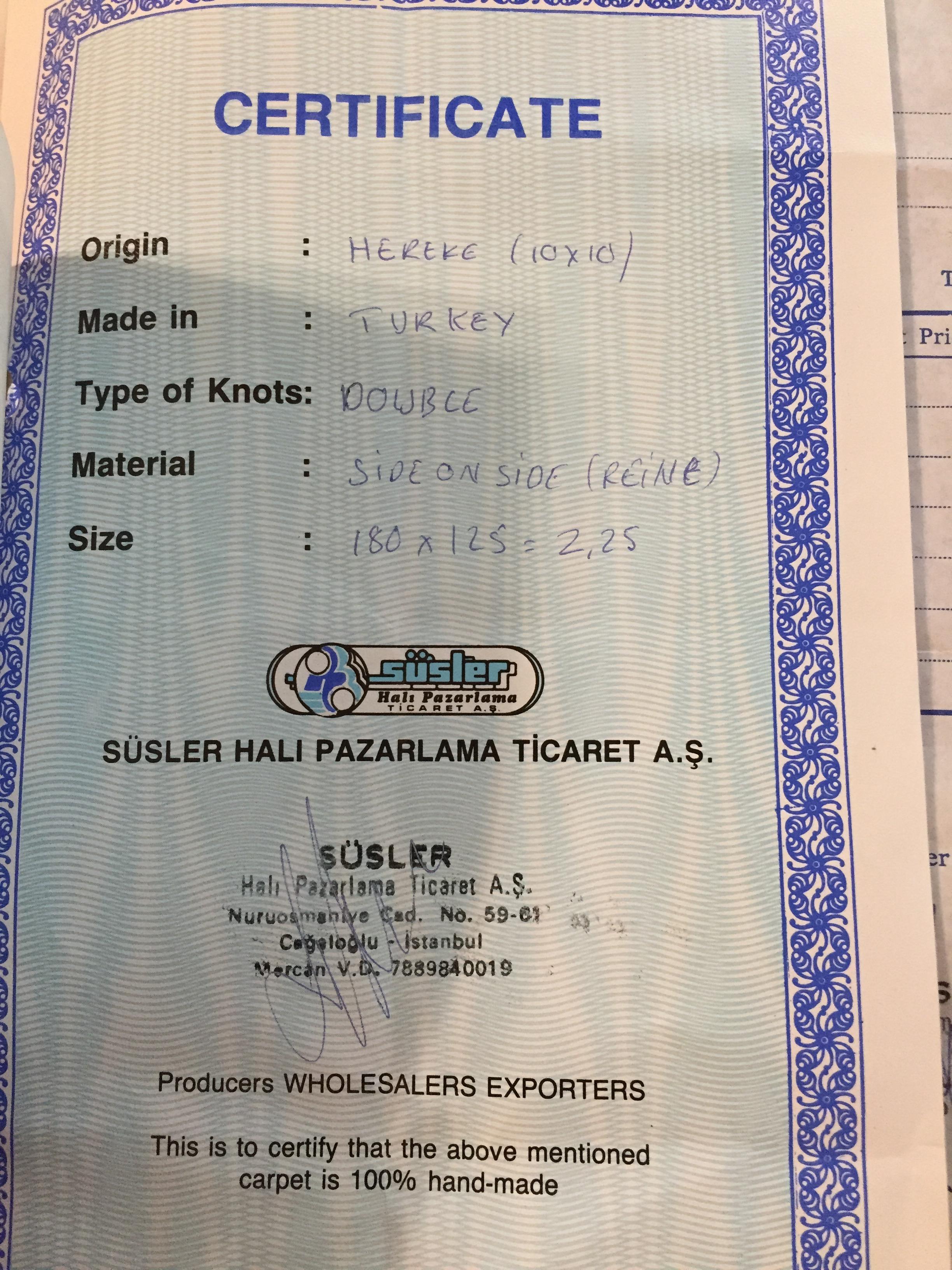 Pure Silk Carpet Region Hereke Turkey with Certificate 13